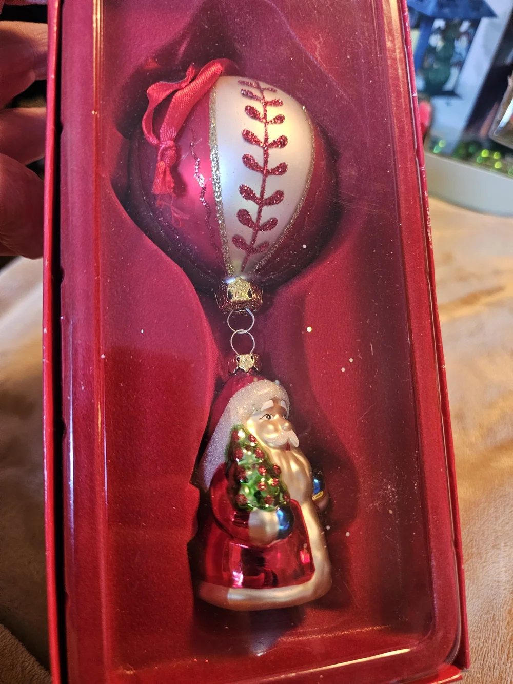 Holiday Santa Ornament Set - Red and White